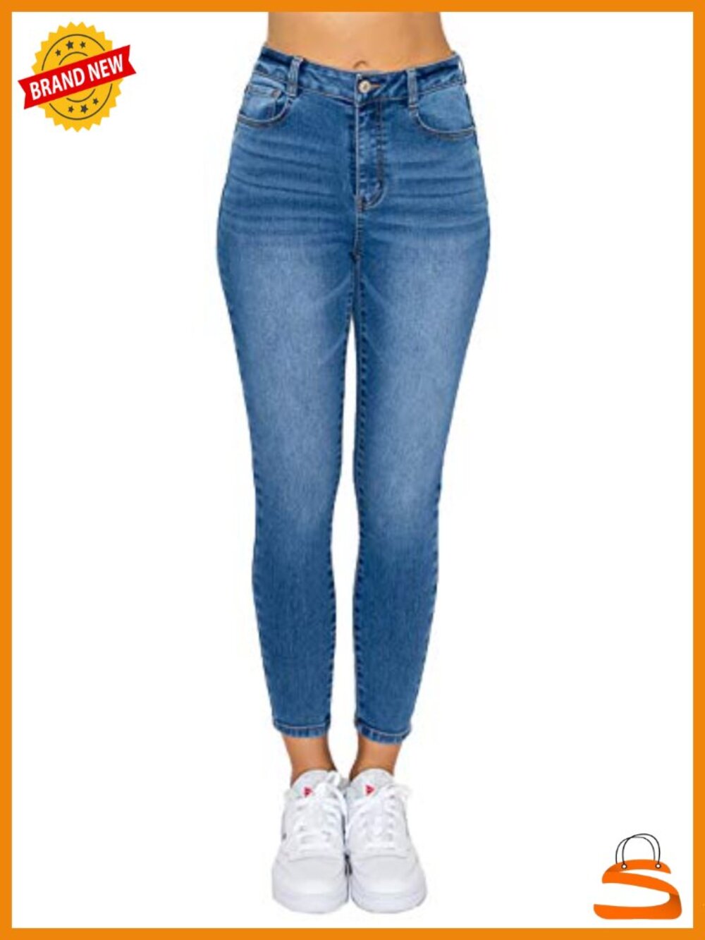 High Waisted Ankle Skinny Jeans Comfy Knit Denim